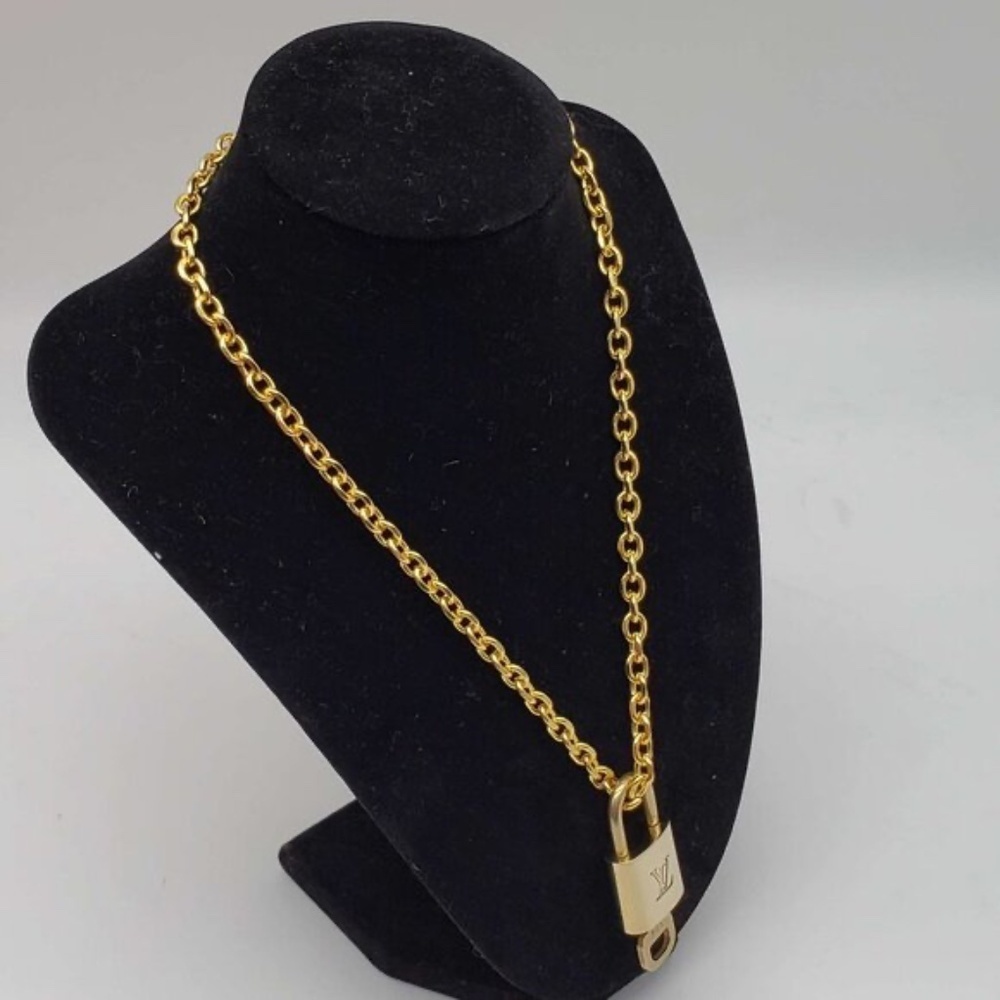 Authentic Louis Vuitton Lock & Key with Unbranded 18k Gold Plated Chain Necklace - Picture 2 of 9